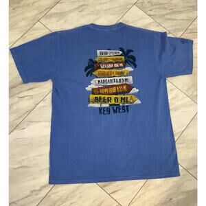 Vintage Y2K Blue Colorful Key West Tee Crazy Shirts Hawaii Tag Size Large VTG